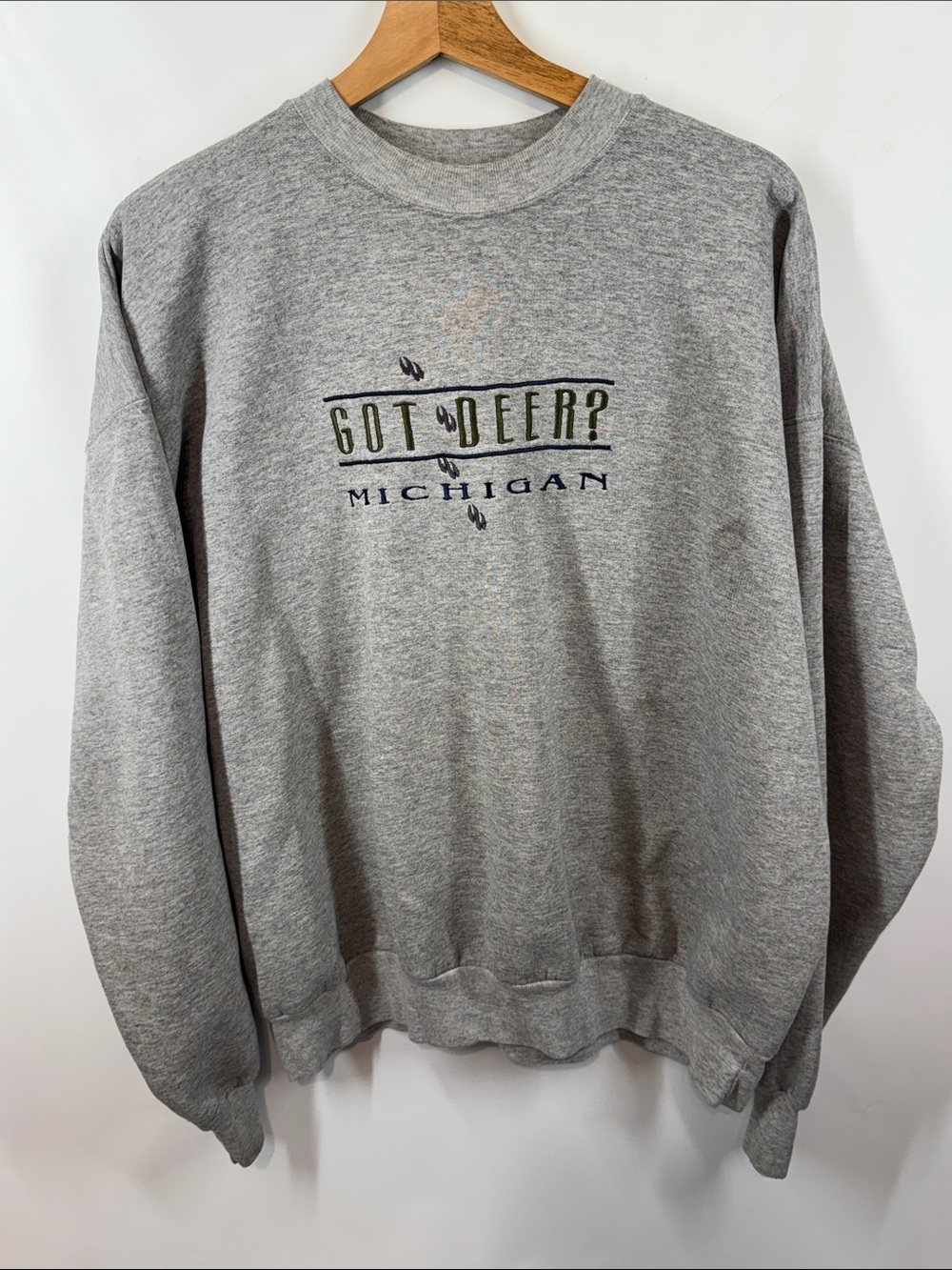 Vintage 90s Hanes "Got Deer?" Michigan Embroidered Graphic Crewneck Sweatshirt